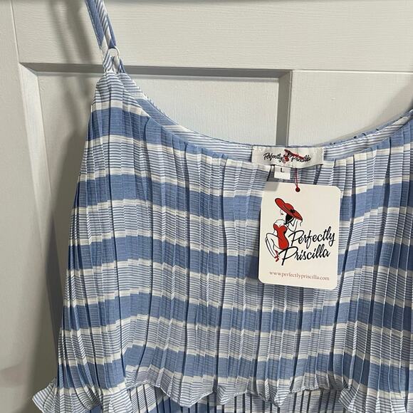Perfectly Priscilla Tank | Womens New Striped Ruffle‎ Blouse | Size L - Picture 1 of 6